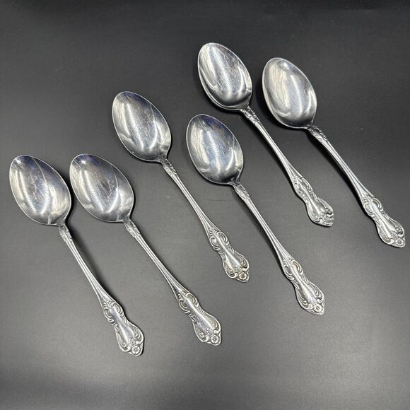 Easterling Valhalla Place Oval Soup Spoon Stainless Vintage Japan Set of 6 1950s - Picture 2 of 5